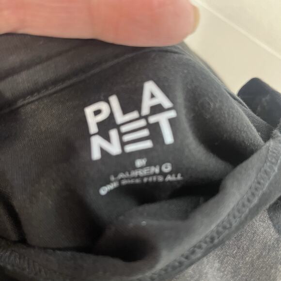 PLANET by Lauren G Shirt Top One Size Black Gray Camo Prima Cotton Loose Fit - Picture 6 of 6